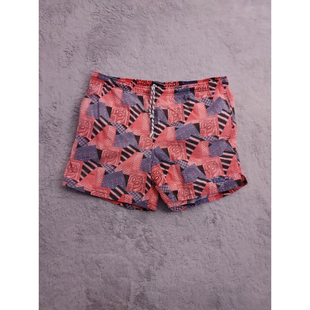 Vintage Hobie Swim Trunks Mens 36 Pink Blue Colorful Lined Drawstring 90s READ